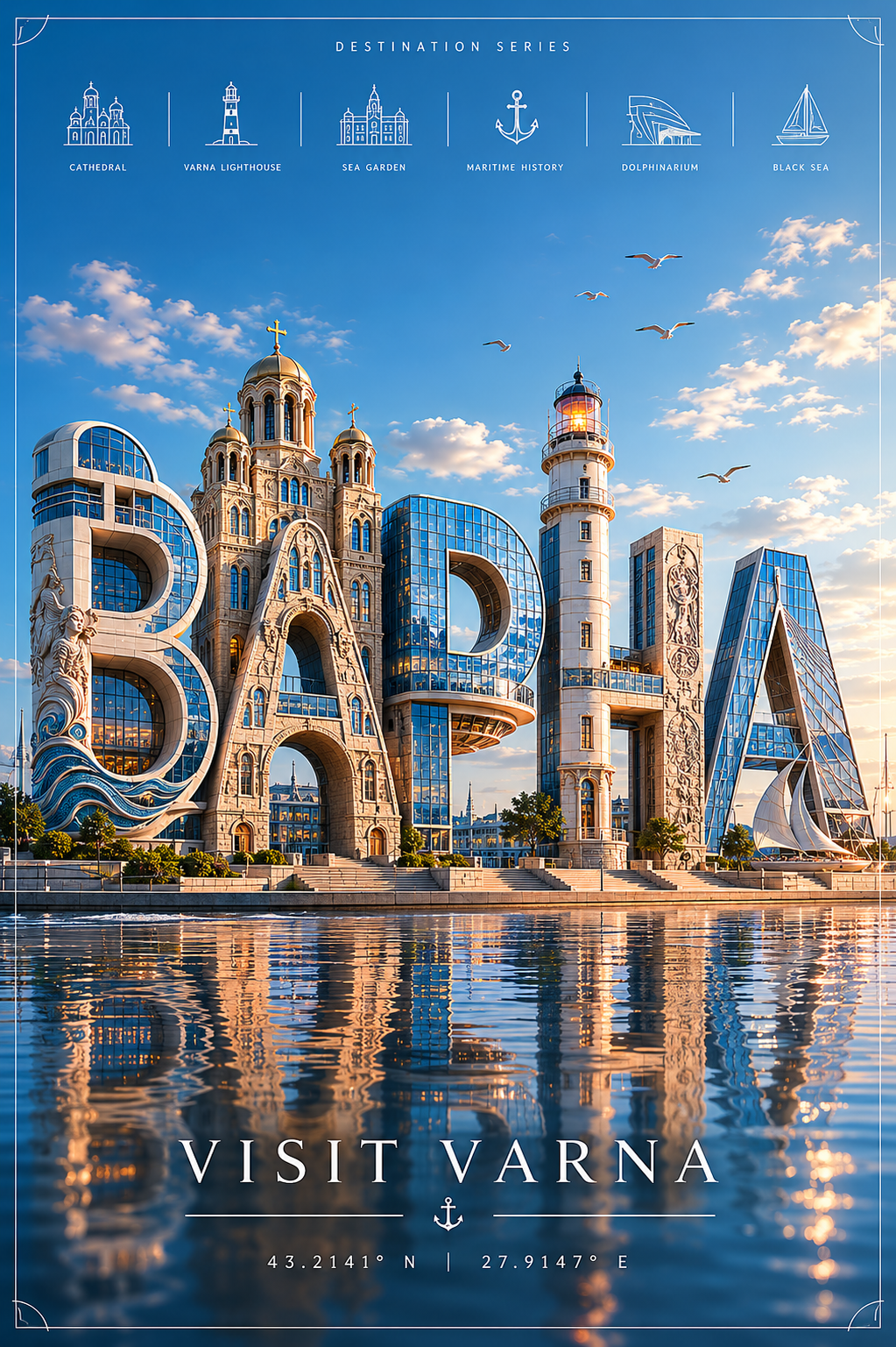 3D типографски туристически постери с емблематични градове